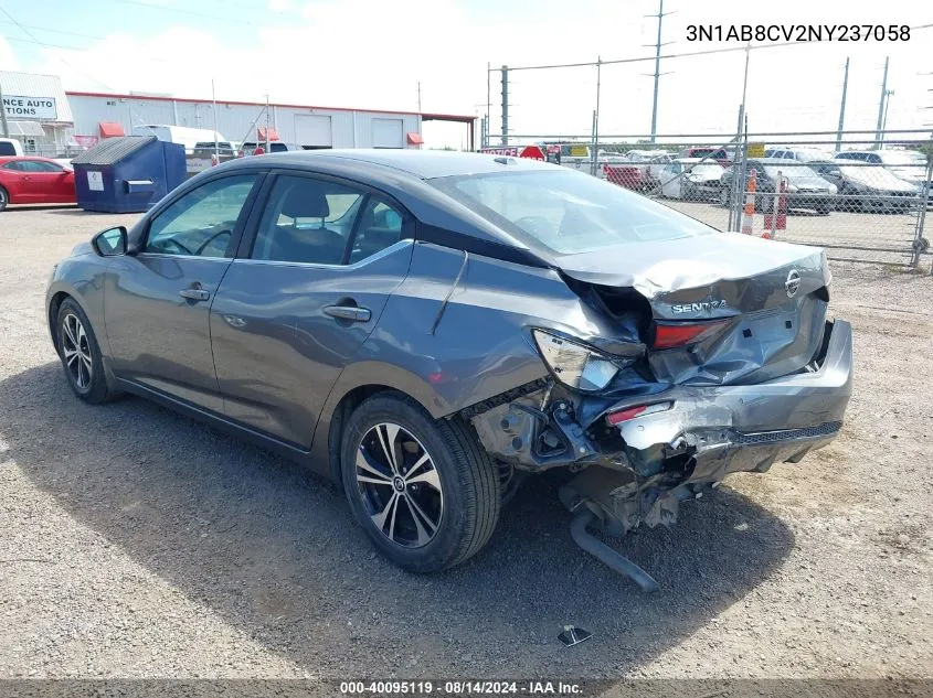 3N1AB8CV2NY237058 2022 Nissan Sentra Sv Xtronic Cvt