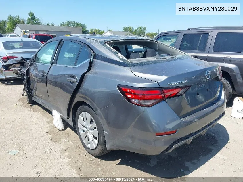 2022 Nissan Sentra S Xtronic Cvt VIN: 3N1AB8BVXNY280029 Lot: 40095474