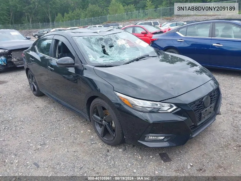 2022 Nissan Sentra Sr Xtronic Cvt VIN: 3N1AB8DV0NY209189 Lot: 40105961