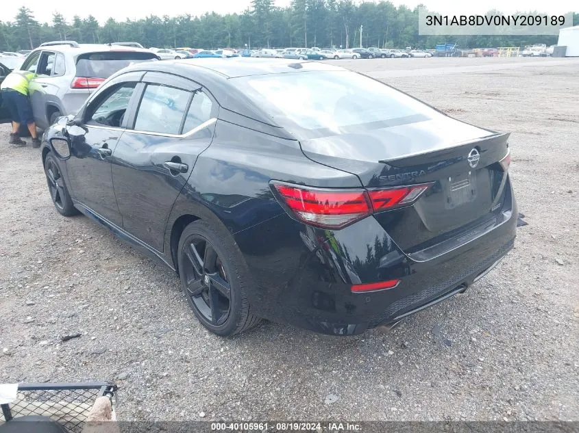 2022 Nissan Sentra Sr Xtronic Cvt VIN: 3N1AB8DV0NY209189 Lot: 40105961