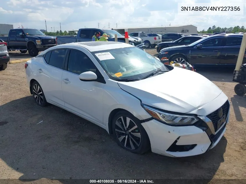 2022 Nissan Sentra Sv Xtronic Cvt VIN: 3N1AB8CV4NY227356 Lot: 40108035