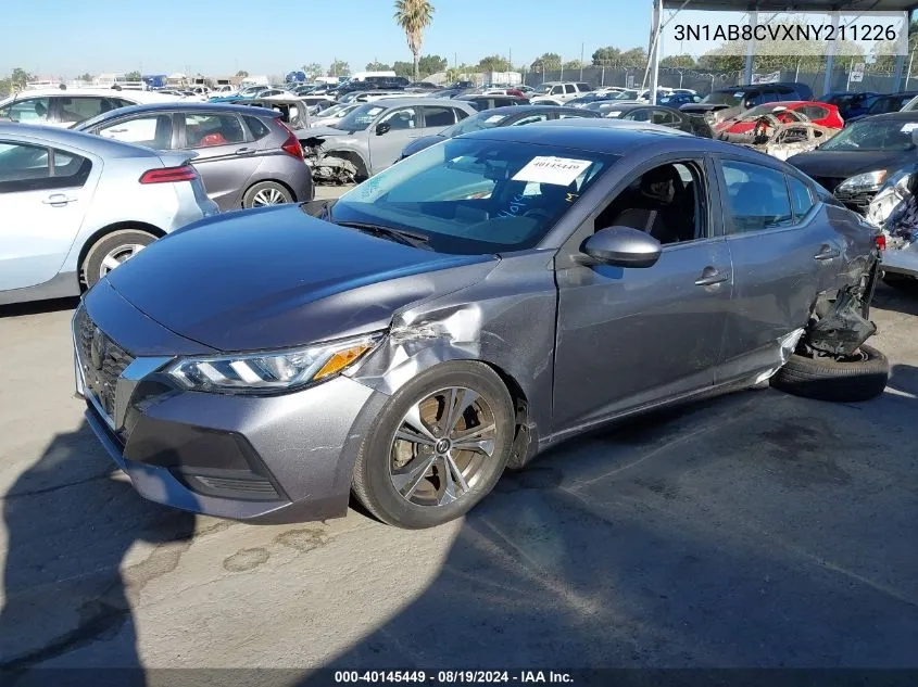 2022 Nissan Sentra Sv Xtronic Cvt VIN: 3N1AB8CVXNY211226 Lot: 40145449