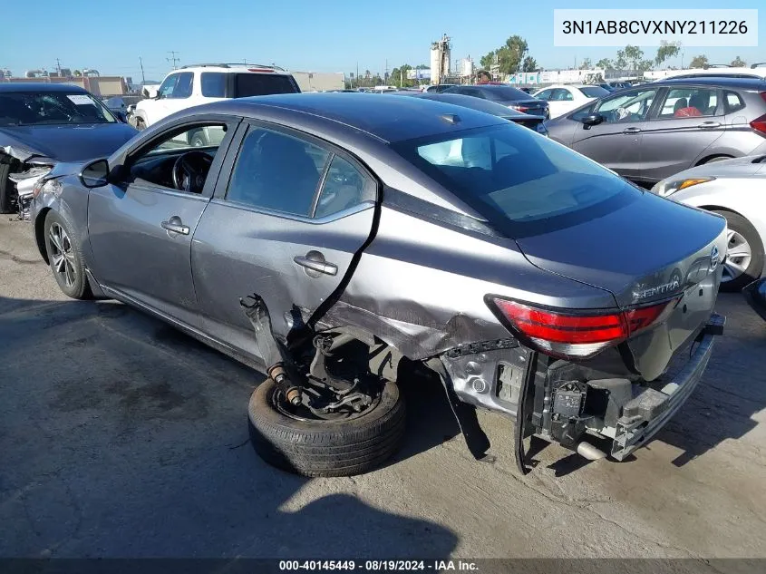 2022 Nissan Sentra Sv Xtronic Cvt VIN: 3N1AB8CVXNY211226 Lot: 40145449