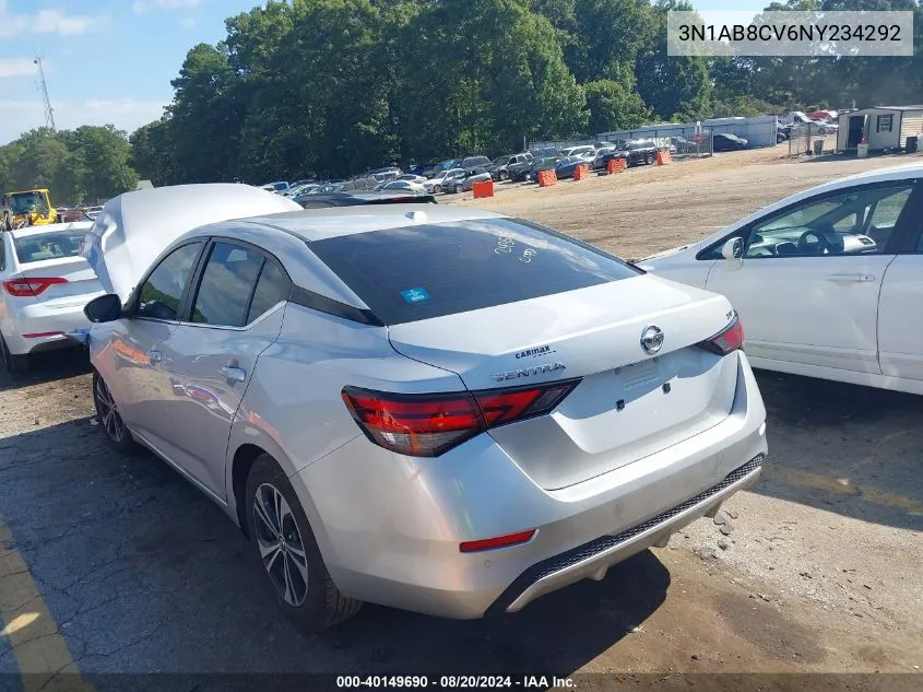 3N1AB8CV6NY234292 2022 Nissan Sentra Sv