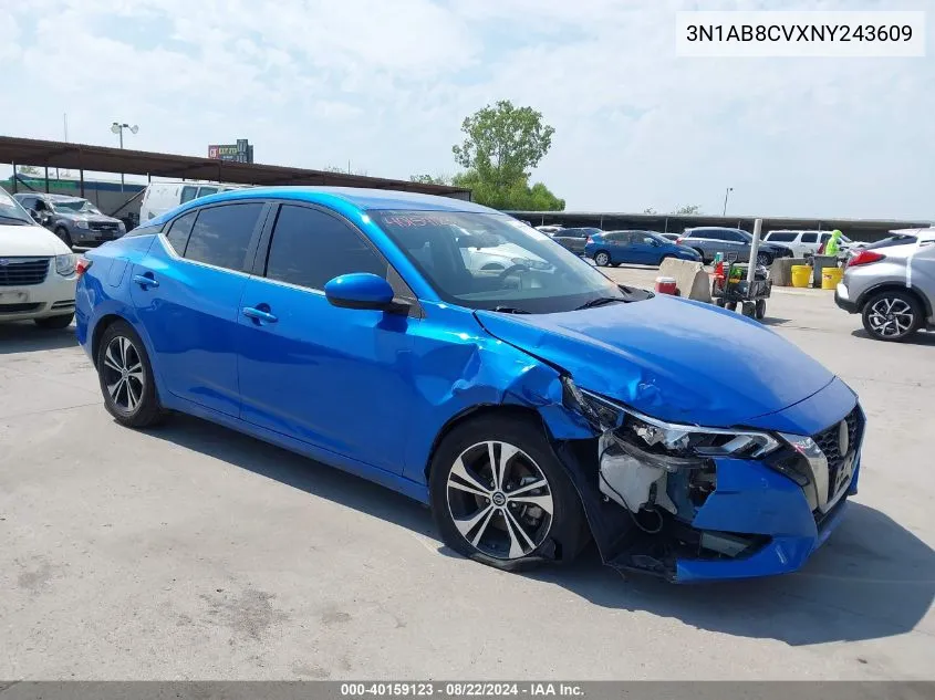 3N1AB8CVXNY243609 2022 Nissan Sentra Sv Xtronic Cvt