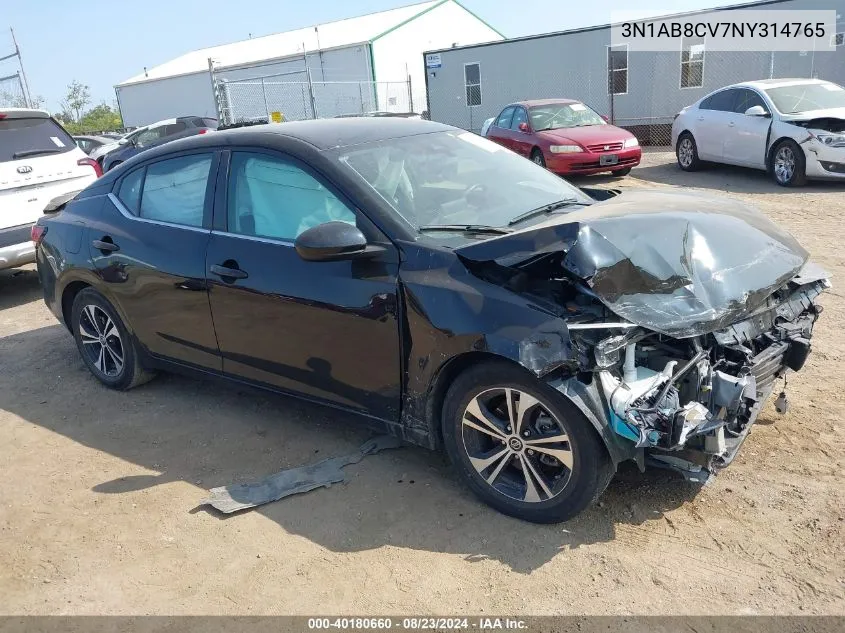 3N1AB8CV7NY314765 2022 Nissan Sentra Sv Xtronic Cvt