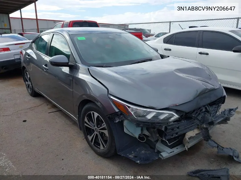 2022 Nissan Sentra Sv Xtronic Cvt VIN: 3N1AB8CV9NY206647 Lot: 40181154