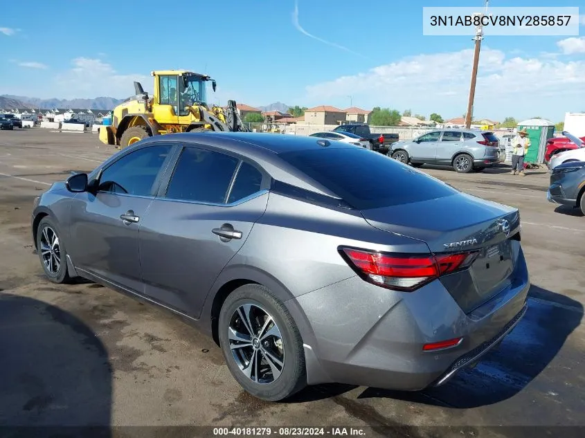 2022 Nissan Sentra Sv Xtronic Cvt VIN: 3N1AB8CV8NY285857 Lot: 40181279