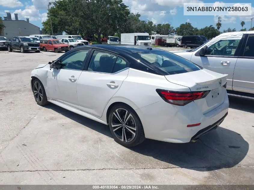 2022 Nissan Sentra Sr Xtronic Cvt VIN: 3N1AB8DV3NY258063 Lot: 40183054