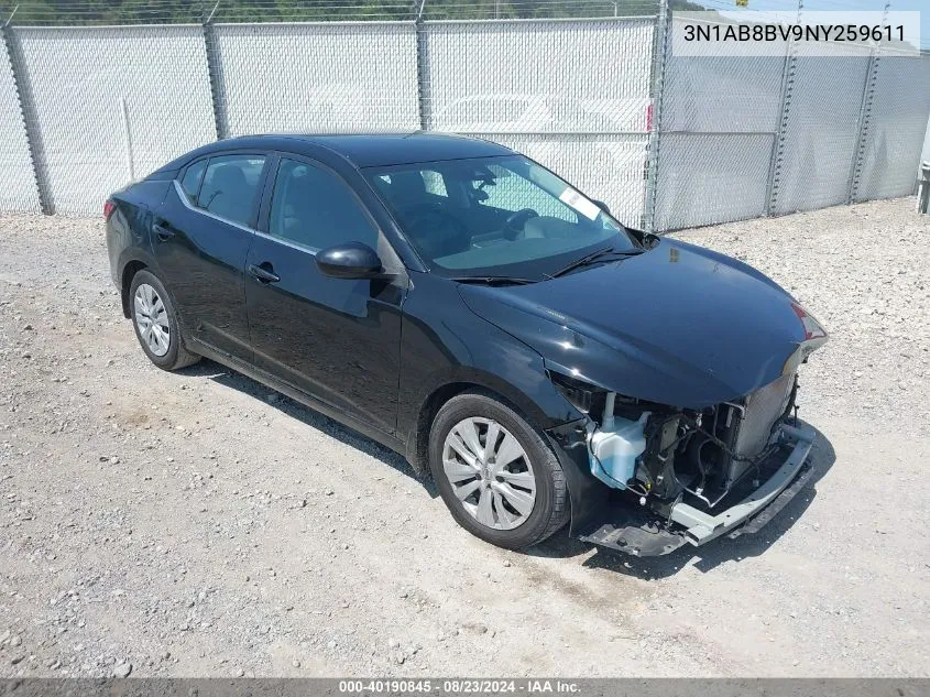 2022 Nissan Sentra S Xtronic Cvt VIN: 3N1AB8BV9NY259611 Lot: 40190845