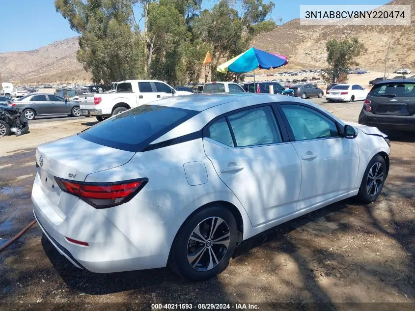 3N1AB8CV8NY220474 2022 Nissan Sentra Sv Xtronic Cvt