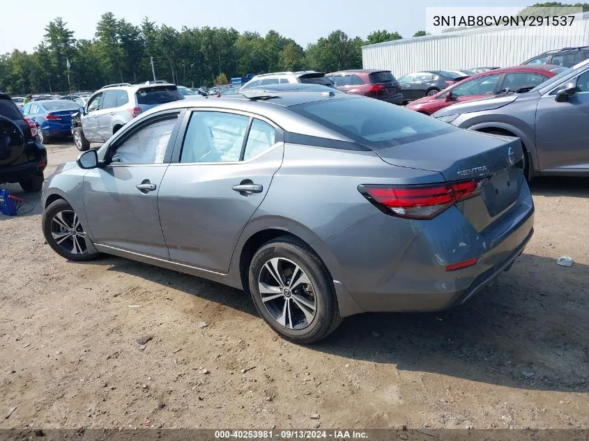 2022 Nissan Sentra Sv Xtronic Cvt VIN: 3N1AB8CV9NY291537 Lot: 40253981