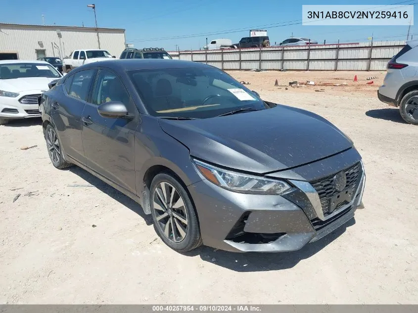 2022 Nissan Sentra Sv Xtronic Cvt VIN: 3N1AB8CV2NY259416 Lot: 40257954