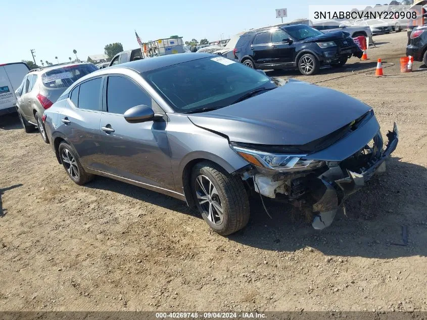 3N1AB8CV4NY220908 2022 Nissan Sentra Sv Xtronic Cvt