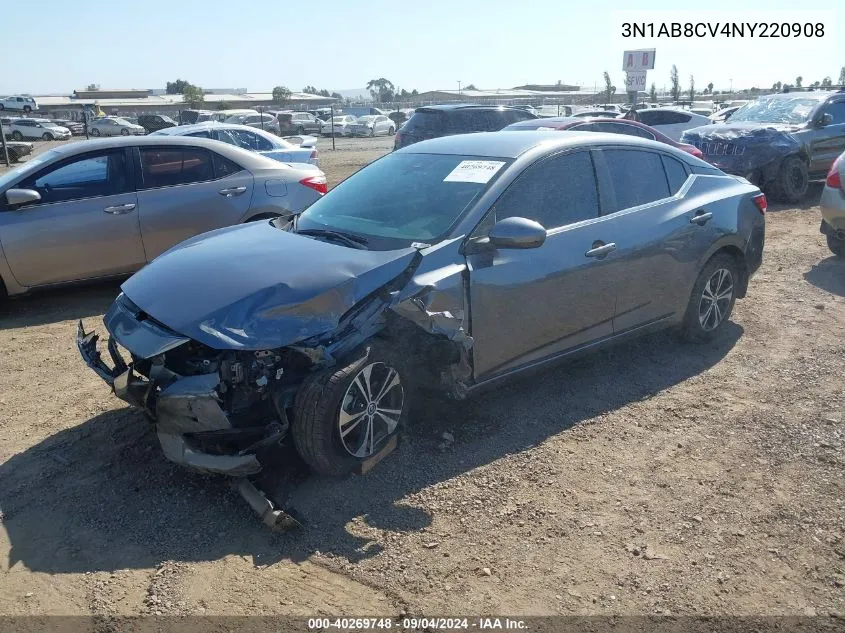 2022 Nissan Sentra Sv Xtronic Cvt VIN: 3N1AB8CV4NY220908 Lot: 40269748