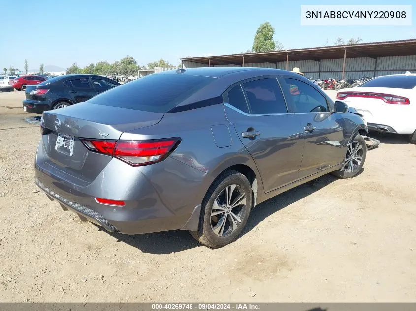 2022 Nissan Sentra Sv Xtronic Cvt VIN: 3N1AB8CV4NY220908 Lot: 40269748