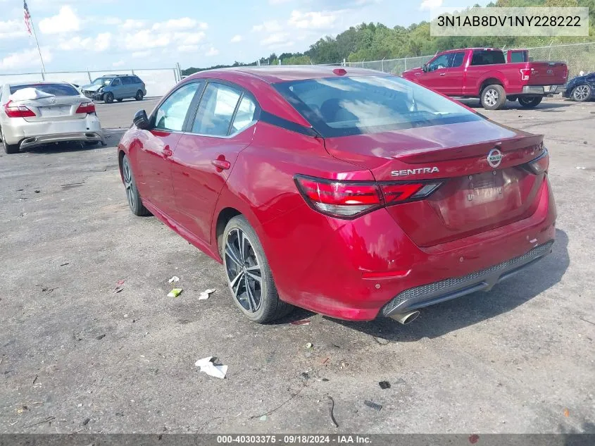 3N1AB8DV1NY228222 2022 Nissan Sentra Sr Xtronic Cvt