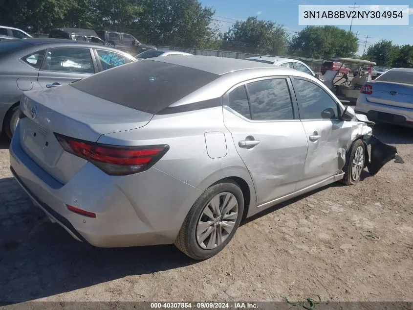 2022 Nissan Sentra S Xtronic Cvt VIN: 3N1AB8BV2NY304954 Lot: 40307854