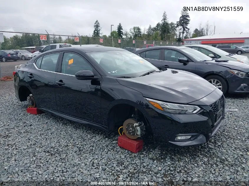 2022 Nissan Sentra Sr Xtronic Cvt VIN: 3N1AB8DV8NY251559 Lot: 40312616