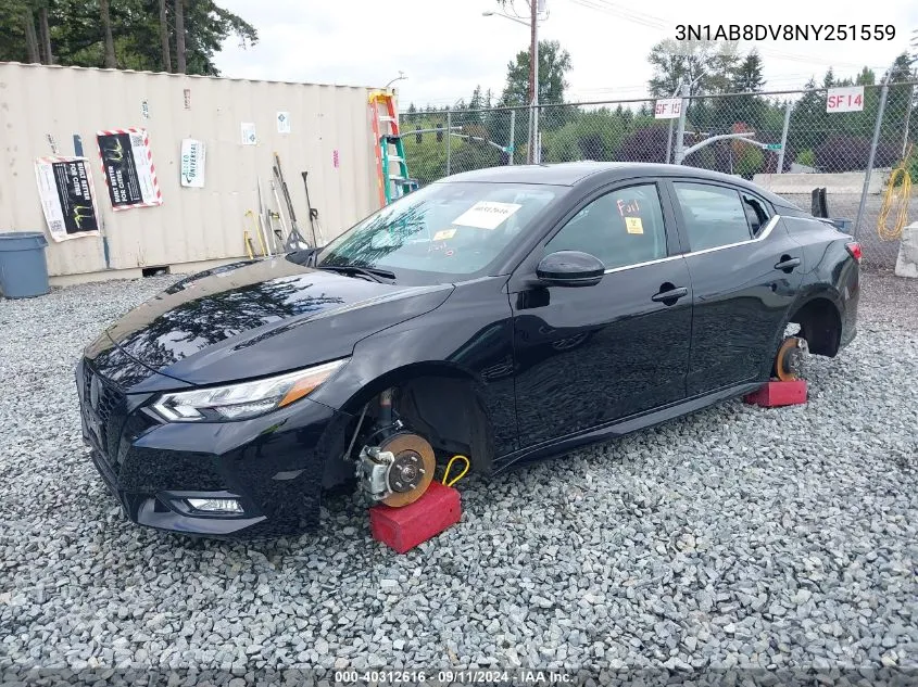 2022 Nissan Sentra Sr Xtronic Cvt VIN: 3N1AB8DV8NY251559 Lot: 40312616