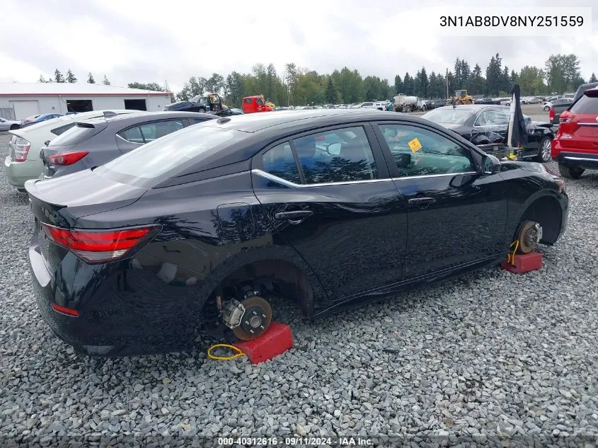 3N1AB8DV8NY251559 2022 Nissan Sentra Sr Xtronic Cvt