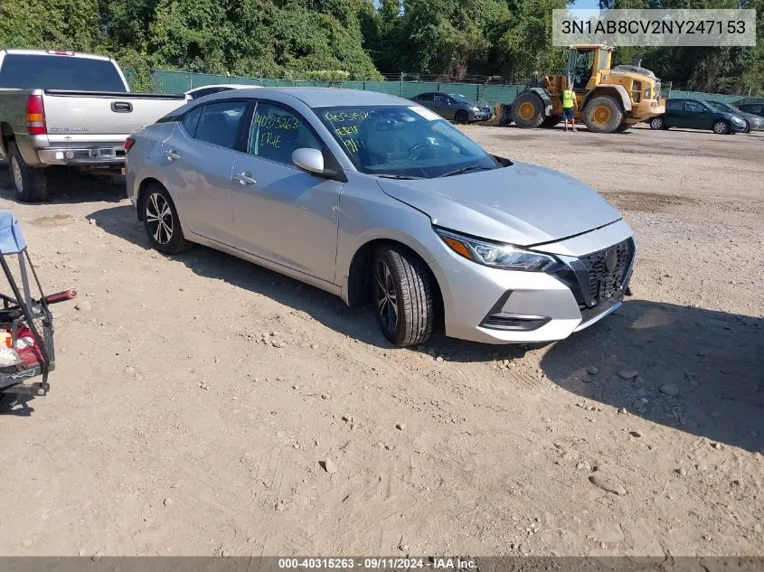 2022 Nissan Sentra Sv Xtronic Cvt VIN: 3N1AB8CV2NY247153 Lot: 40315263