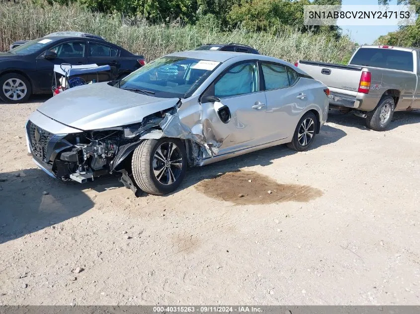 2022 Nissan Sentra Sv Xtronic Cvt VIN: 3N1AB8CV2NY247153 Lot: 40315263