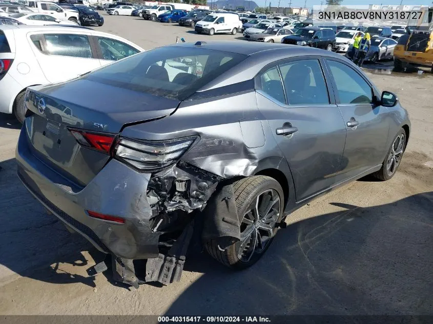 2022 Nissan Sentra Sv Xtronic Cvt VIN: 3N1AB8CV8NY318727 Lot: 40315417