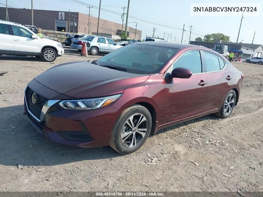 2022 Nissan Sentra Sv VIN: 3N1AB8CV3NY247324 Lot: 40318794