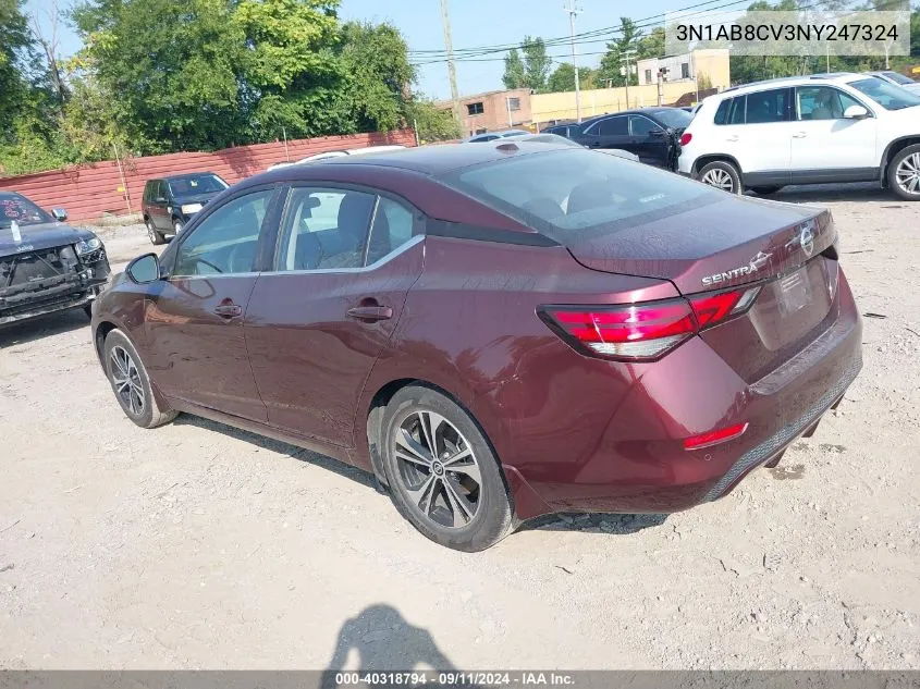 2022 Nissan Sentra Sv VIN: 3N1AB8CV3NY247324 Lot: 40318794