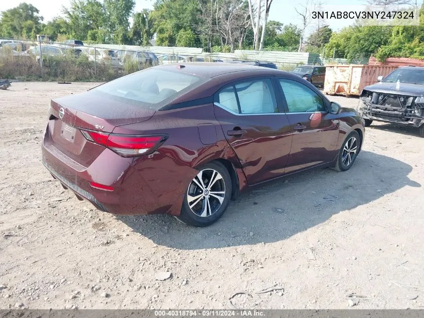 2022 Nissan Sentra Sv VIN: 3N1AB8CV3NY247324 Lot: 40318794