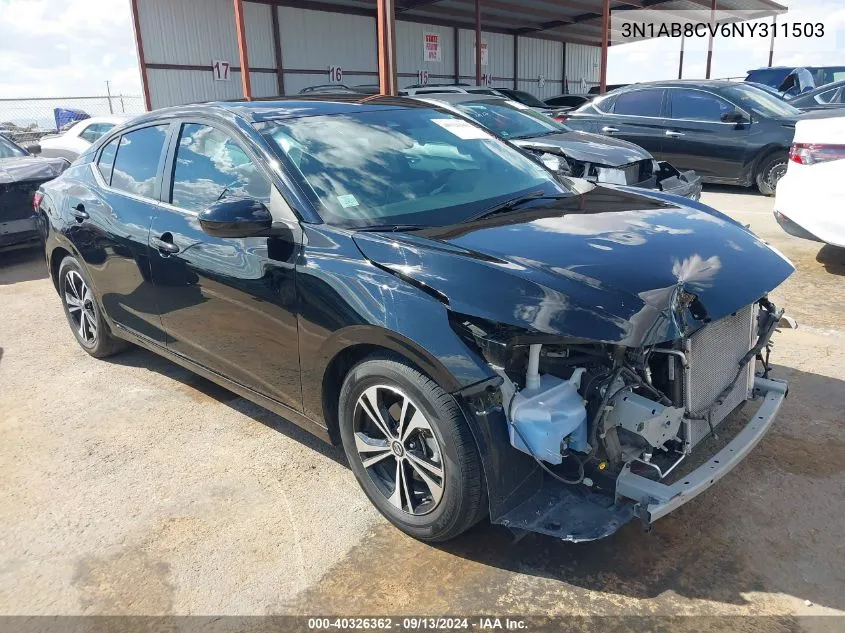 2022 Nissan Sentra Sv Xtronic Cvt VIN: 3N1AB8CV6NY311503 Lot: 40326362