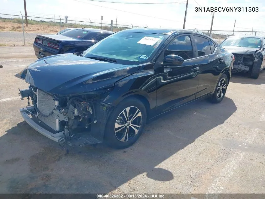 2022 Nissan Sentra Sv Xtronic Cvt VIN: 3N1AB8CV6NY311503 Lot: 40326362