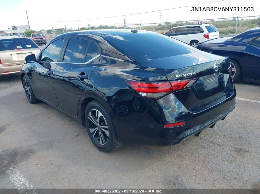 2022 Nissan Sentra Sv Xtronic Cvt VIN: 3N1AB8CV6NY311503 Lot: 40326362