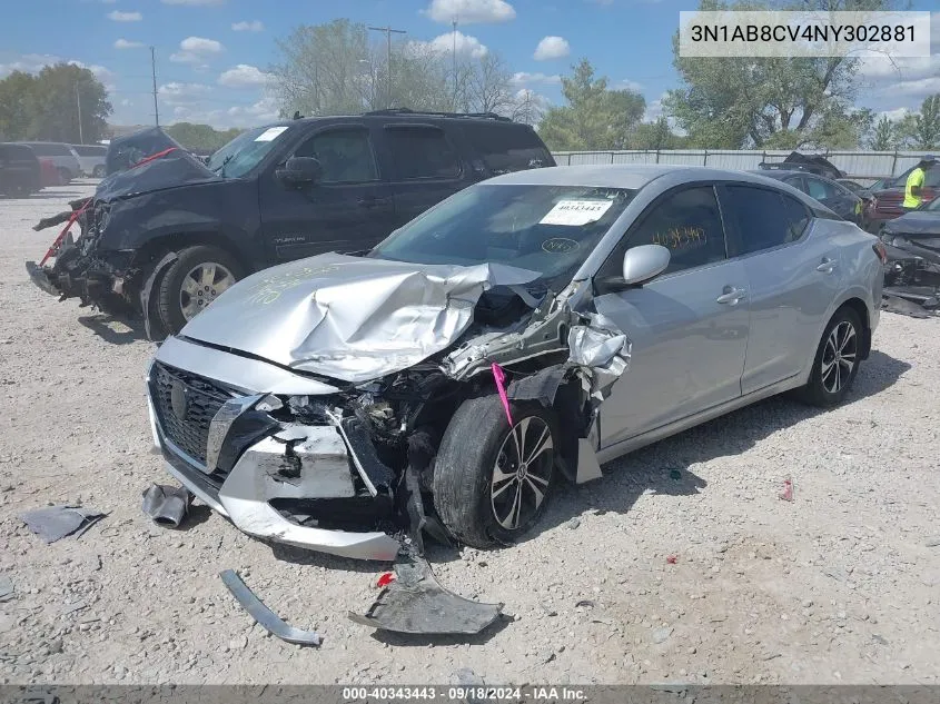 2022 Nissan Sentra Sv Xtronic Cvt VIN: 3N1AB8CV4NY302881 Lot: 40343443