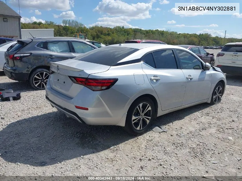 2022 Nissan Sentra Sv Xtronic Cvt VIN: 3N1AB8CV4NY302881 Lot: 40343443