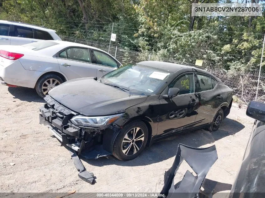 3N1AB8CV2NY287006 2022 Nissan Sentra Sv