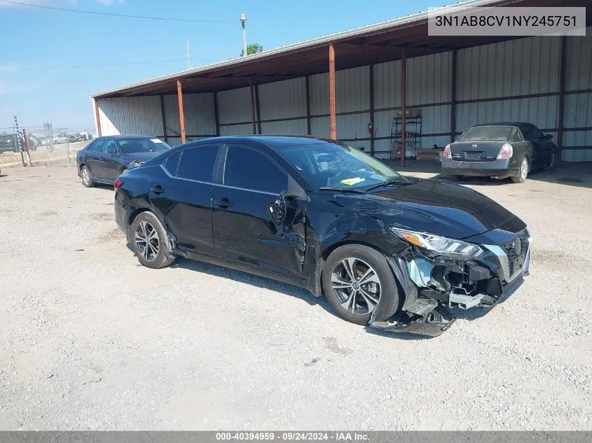 2022 Nissan Sentra Sv Xtronic Cvt VIN: 3N1AB8CV1NY245751 Lot: 40394959