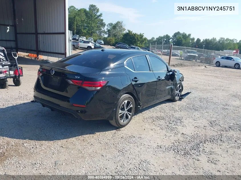 2022 Nissan Sentra Sv Xtronic Cvt VIN: 3N1AB8CV1NY245751 Lot: 40394959