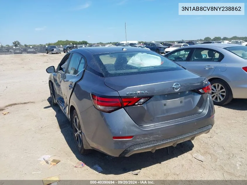 2022 Nissan Sentra Sv Xtronic Cvt VIN: 3N1AB8CV8NY238862 Lot: 40398694