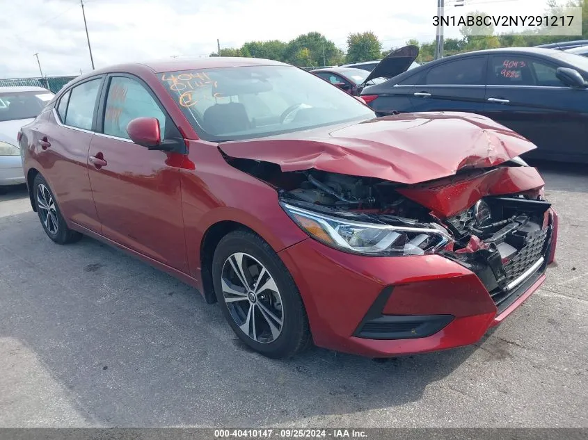 2022 Nissan Sentra Sv Xtronic Cvt VIN: 3N1AB8CV2NY291217 Lot: 40410147