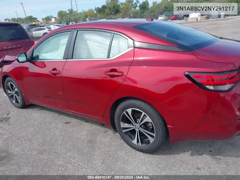 2022 Nissan Sentra Sv Xtronic Cvt VIN: 3N1AB8CV2NY291217 Lot: 40410147