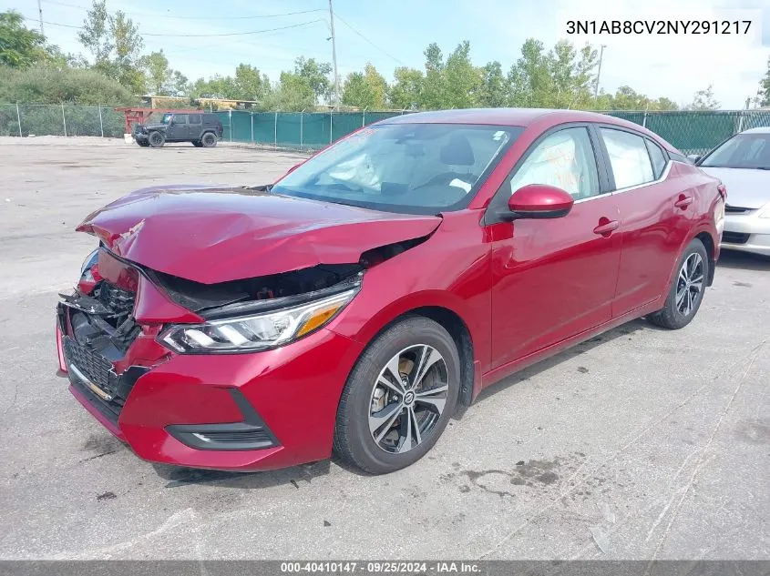 2022 Nissan Sentra Sv Xtronic Cvt VIN: 3N1AB8CV2NY291217 Lot: 40410147