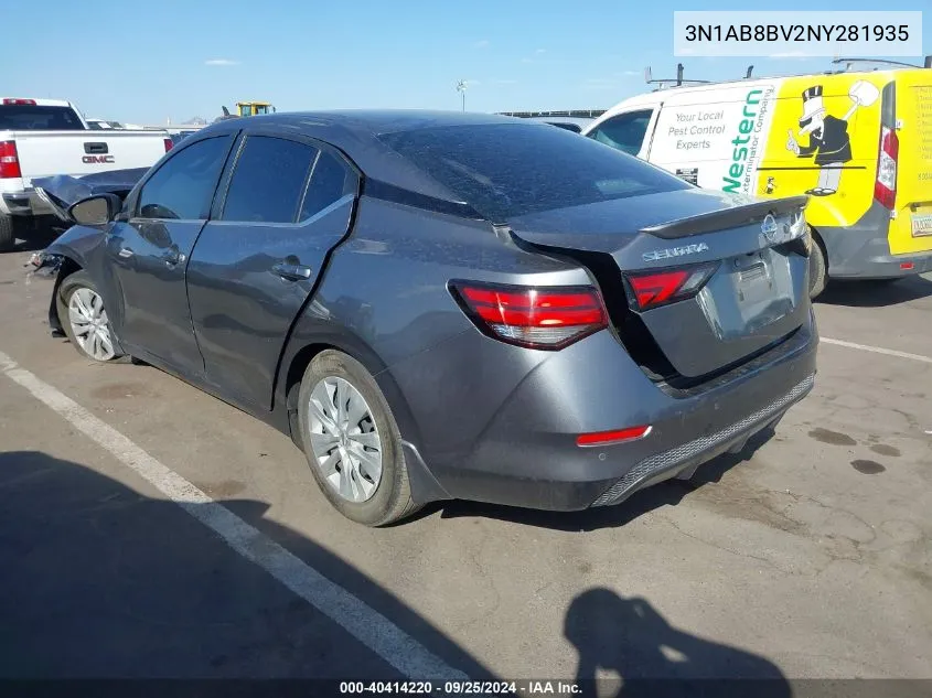 2022 Nissan Sentra S Xtronic Cvt VIN: 3N1AB8BV2NY281935 Lot: 40414220