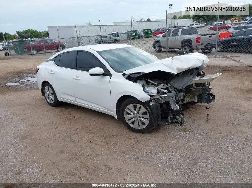 2022 Nissan Sentra S Xtronic Cvt VIN: 3N1AB8BV6NY280285 Lot: 40418472