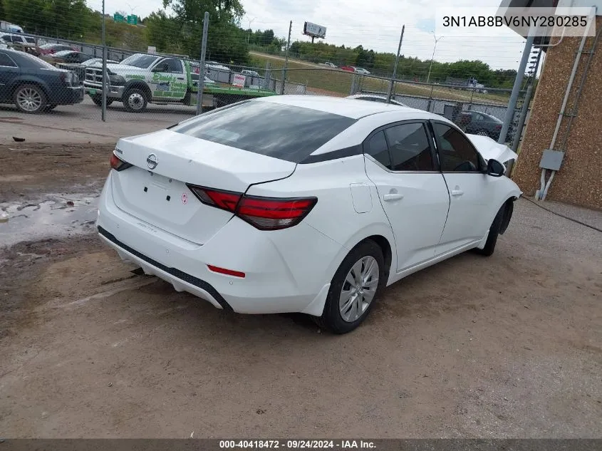 2022 Nissan Sentra S Xtronic Cvt VIN: 3N1AB8BV6NY280285 Lot: 40418472