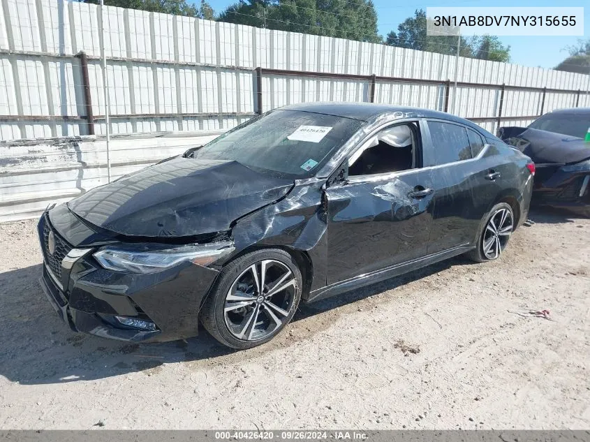 3N1AB8DV7NY315655 2022 Nissan Sentra Sr Xtronic Cvt