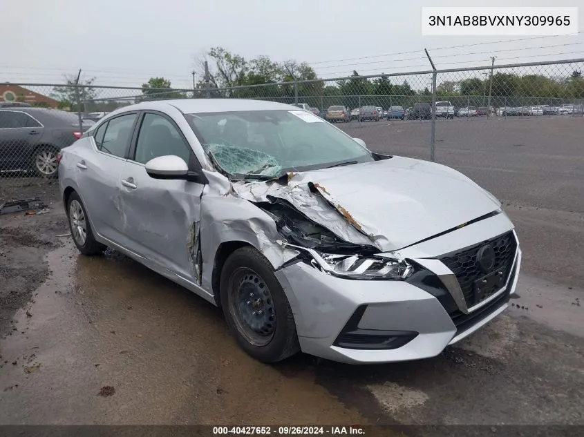 2022 Nissan Sentra S Xtronic Cvt VIN: 3N1AB8BVXNY309965 Lot: 40427652