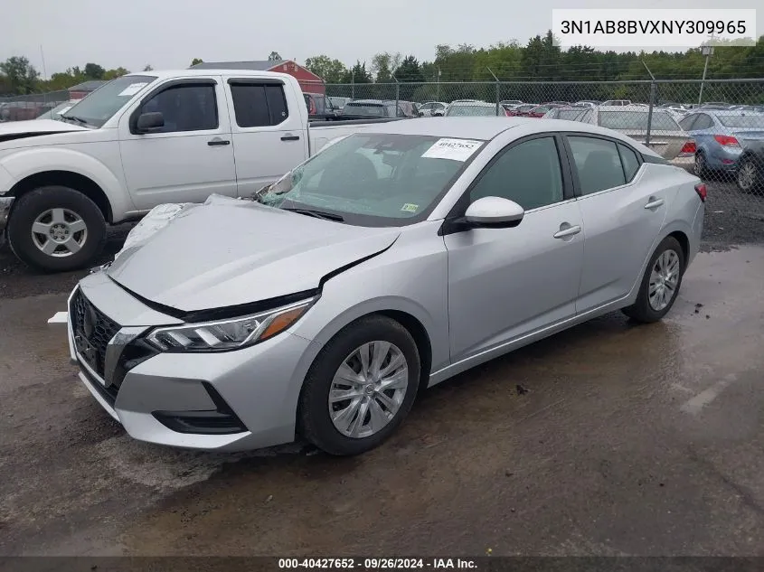 2022 Nissan Sentra S Xtronic Cvt VIN: 3N1AB8BVXNY309965 Lot: 40427652