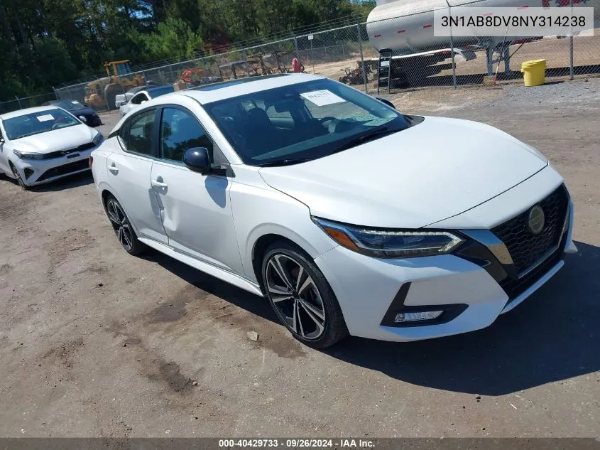 2022 Nissan Sentra Sr Xtronic Cvt VIN: 3N1AB8DV8NY314238 Lot: 40429733